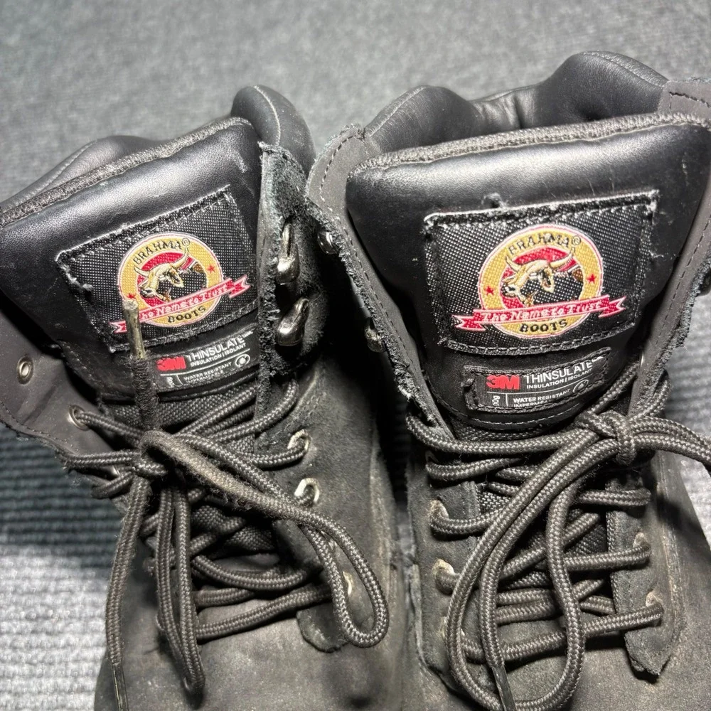 Brahma Mens Steel Toe Work Boots Black Leather Thinsulate MNBR27DP002 Size 10.5W